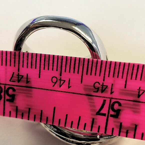 Silver Crystal Rhinestones Ring Wide Criss Cross Over Size 4.75 - Picture 12 of 12